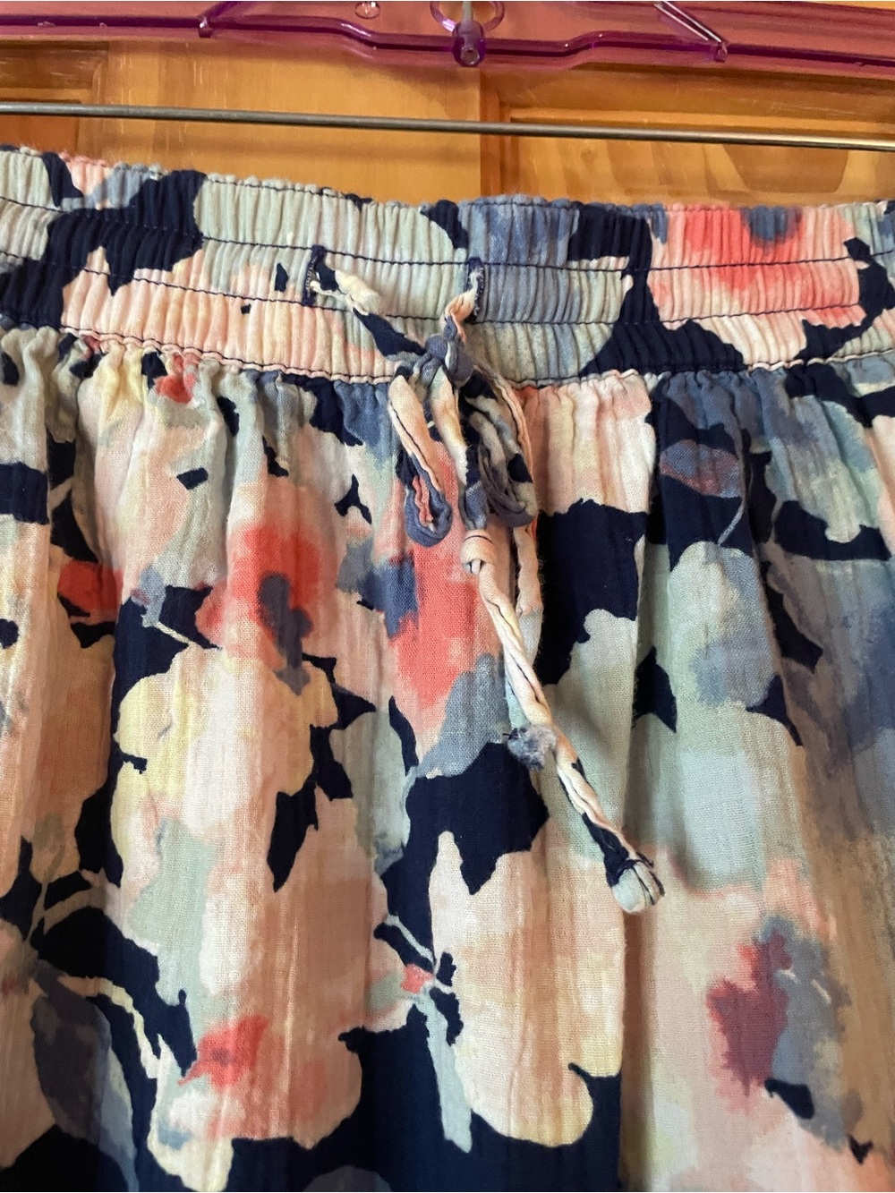 Wonderly Tiered Floral A-Line Skirt in Navy, Coral & Light Blue - Picture 2 of 5